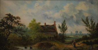 JONATHAN WESTELL, Country Scenes, a pair of oils, each in a gilt frame. Each 44.5 x 24 cm.