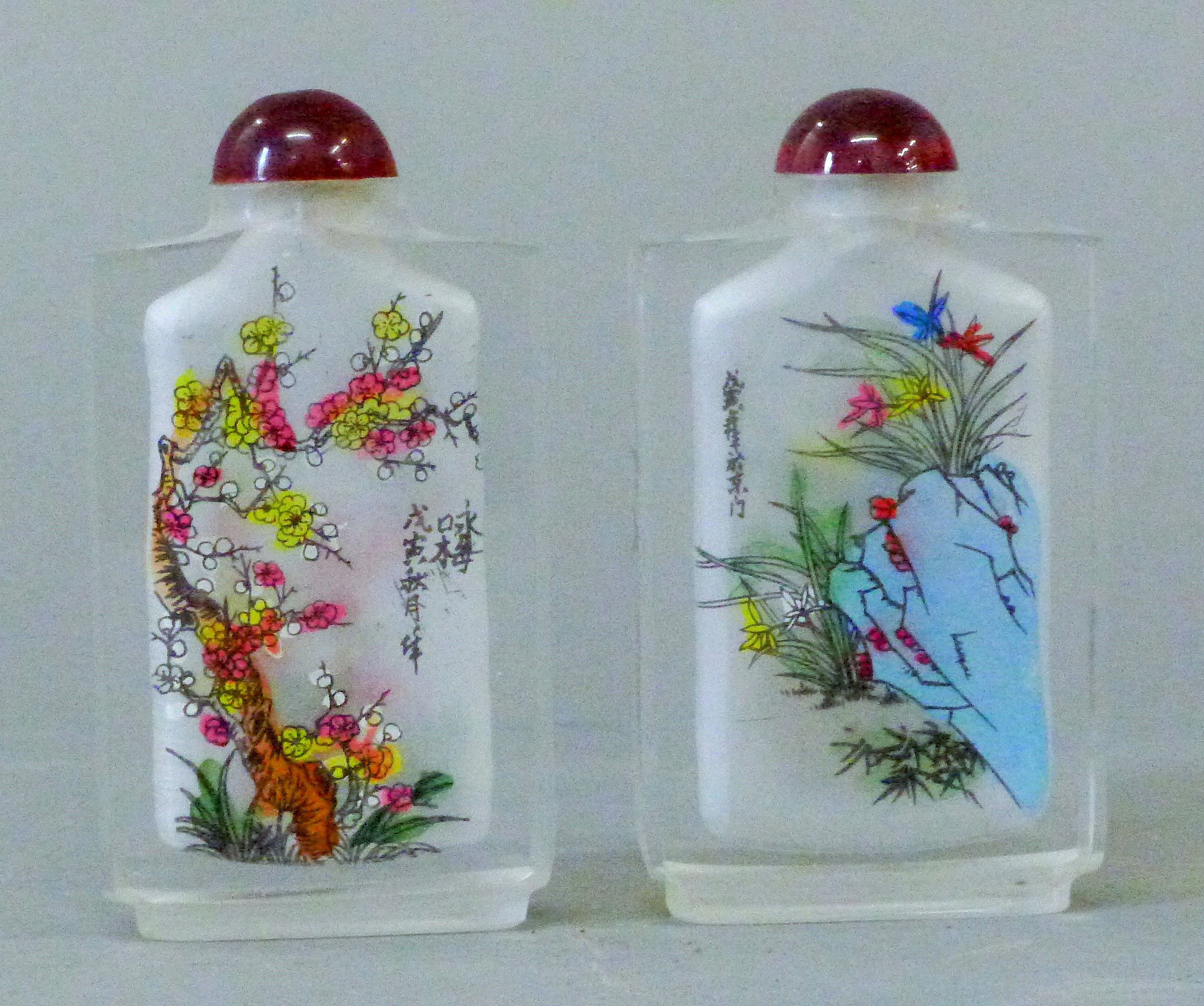 A pair of Chinese reverse painted snuff bottles. - Image 2 of 5