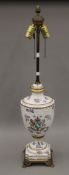 A Chinese armorial type urn shaped porcelain vase and cover, now fitted as a lamp,