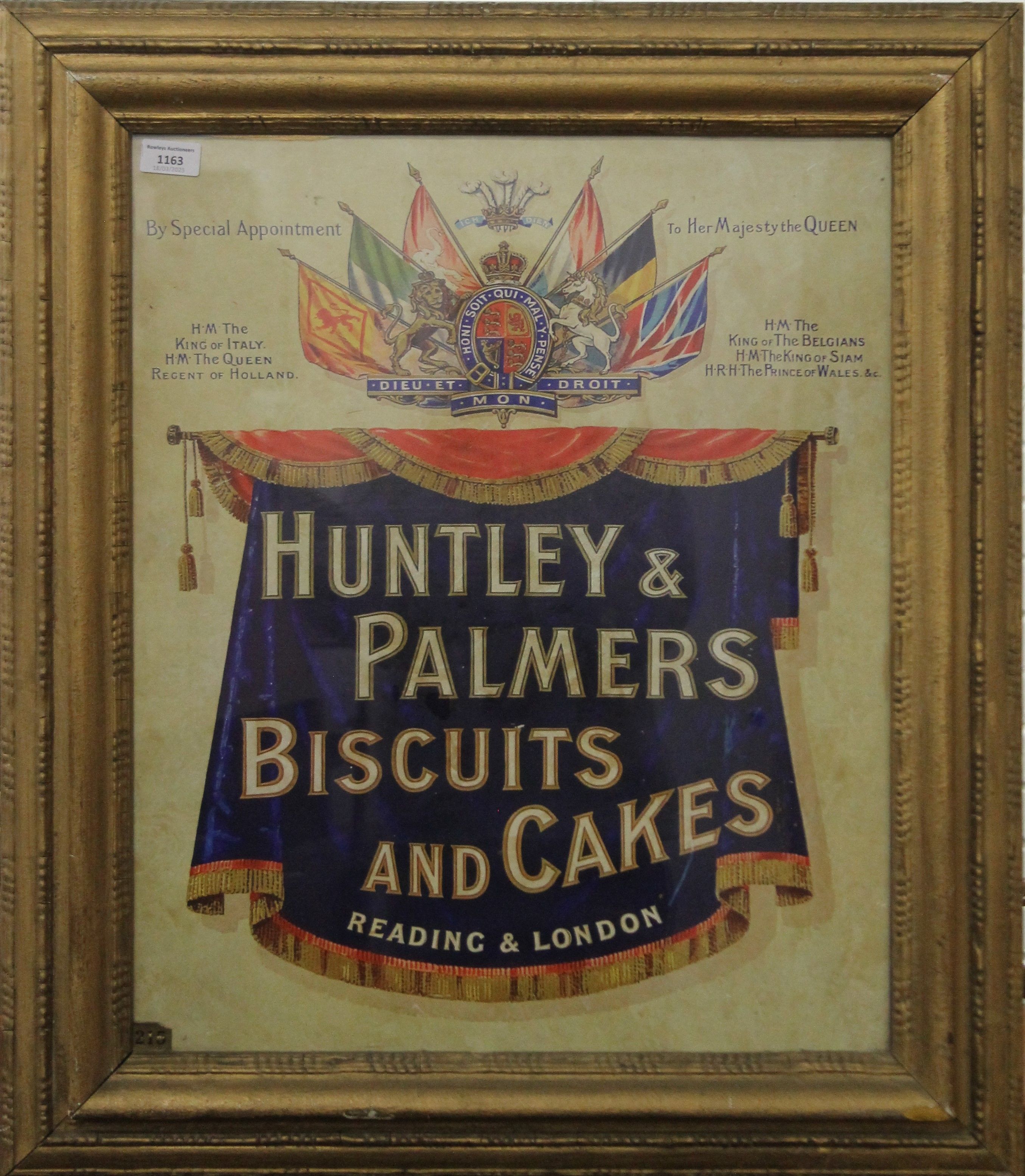 A Huntley and Palmers advertising print, framed and glazed. 66.5 x 77.5 cm overall. - Image 2 of 2