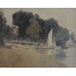 Boating Scene, print, framed and glazed. 27.5 x 21.5 cm.