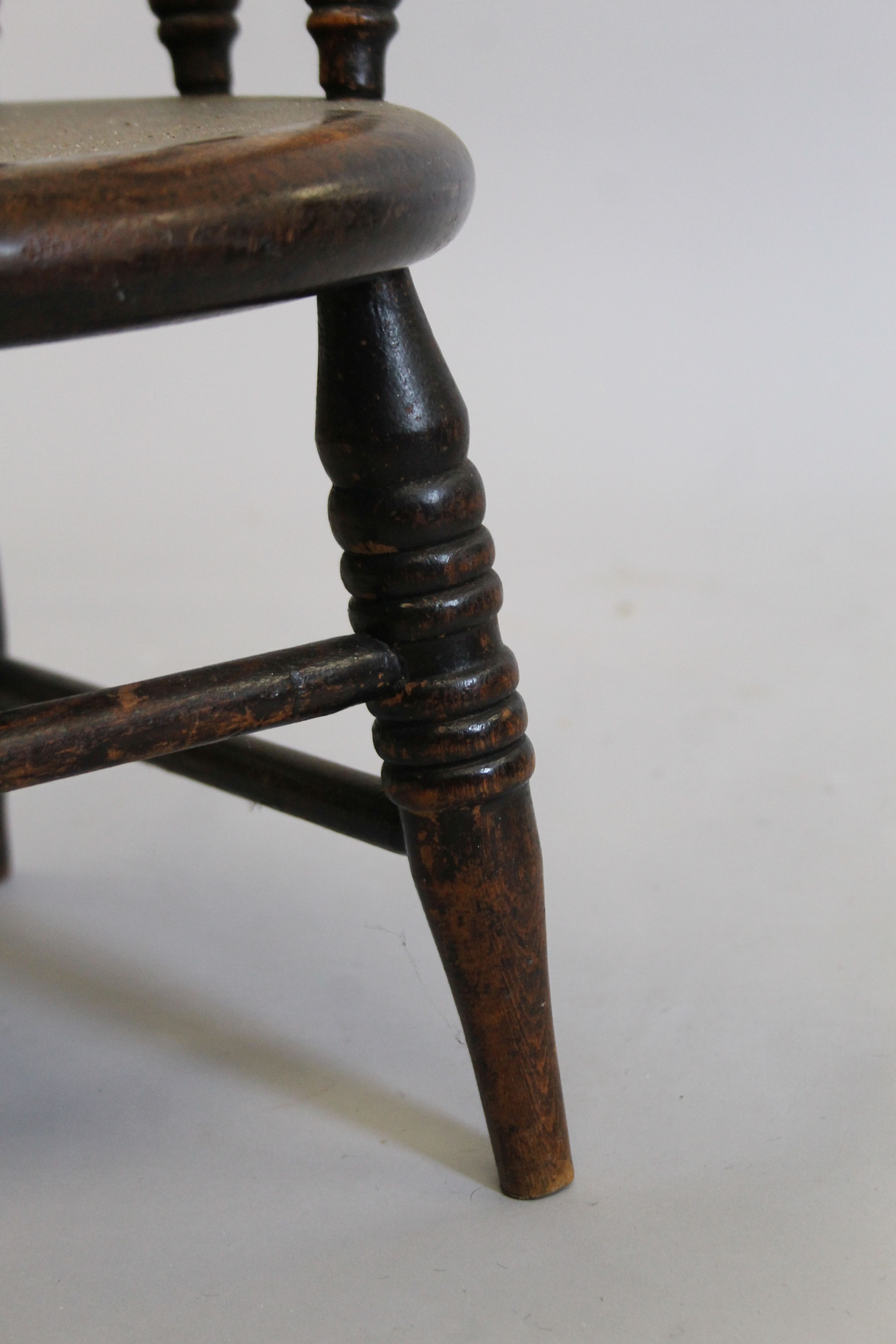 A Victorian child's smokers bow armchair. 36.5 cm wide. - Image 6 of 6
