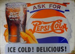 A Pepsi tin sign. 70 x 50 cm.