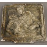 An early 20th century plaster plaque. 39 x 40 cm.