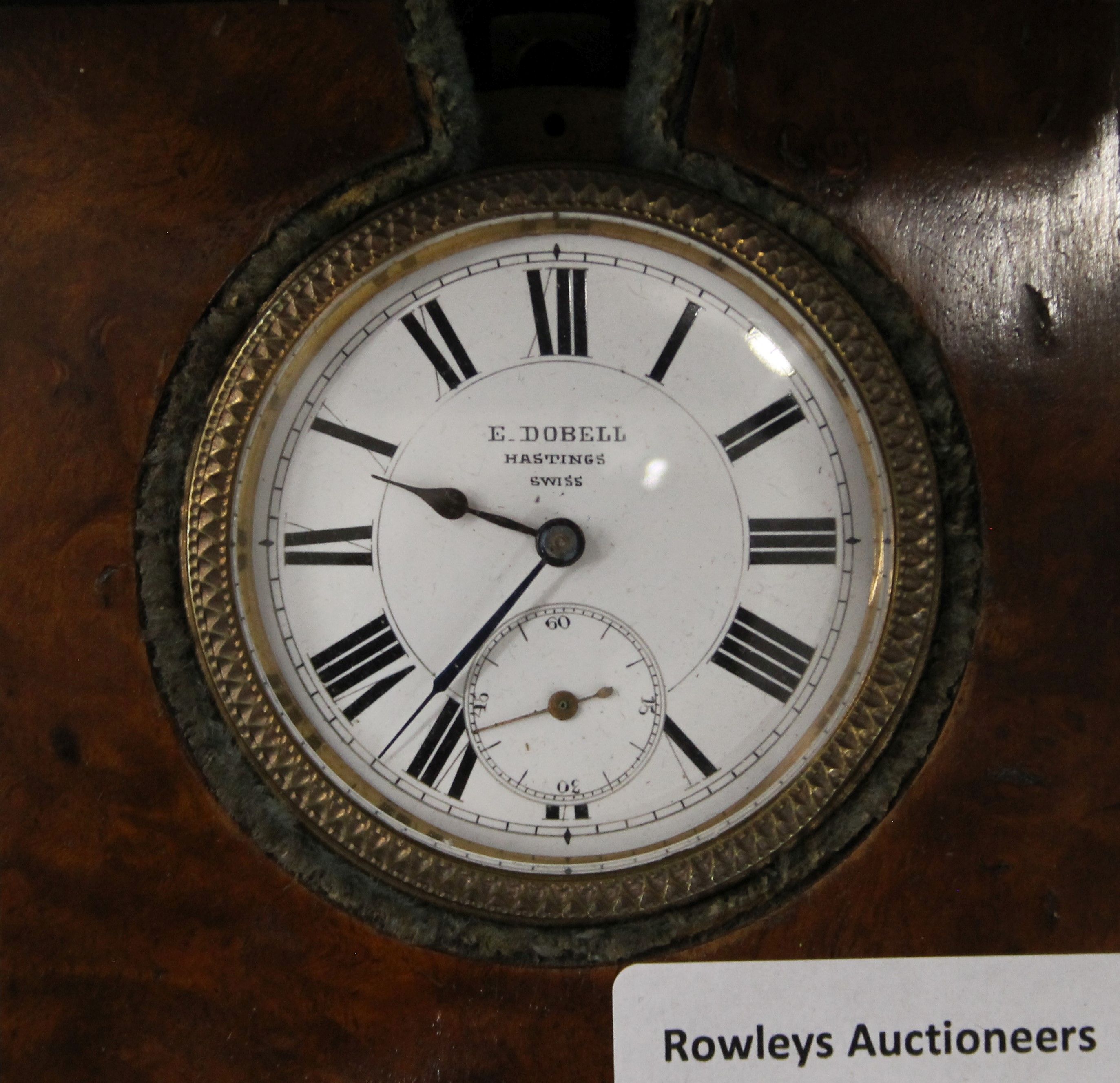 A 19th century brass mounted walnut cased travelling clock. The case 9 cm wide. - Image 4 of 6