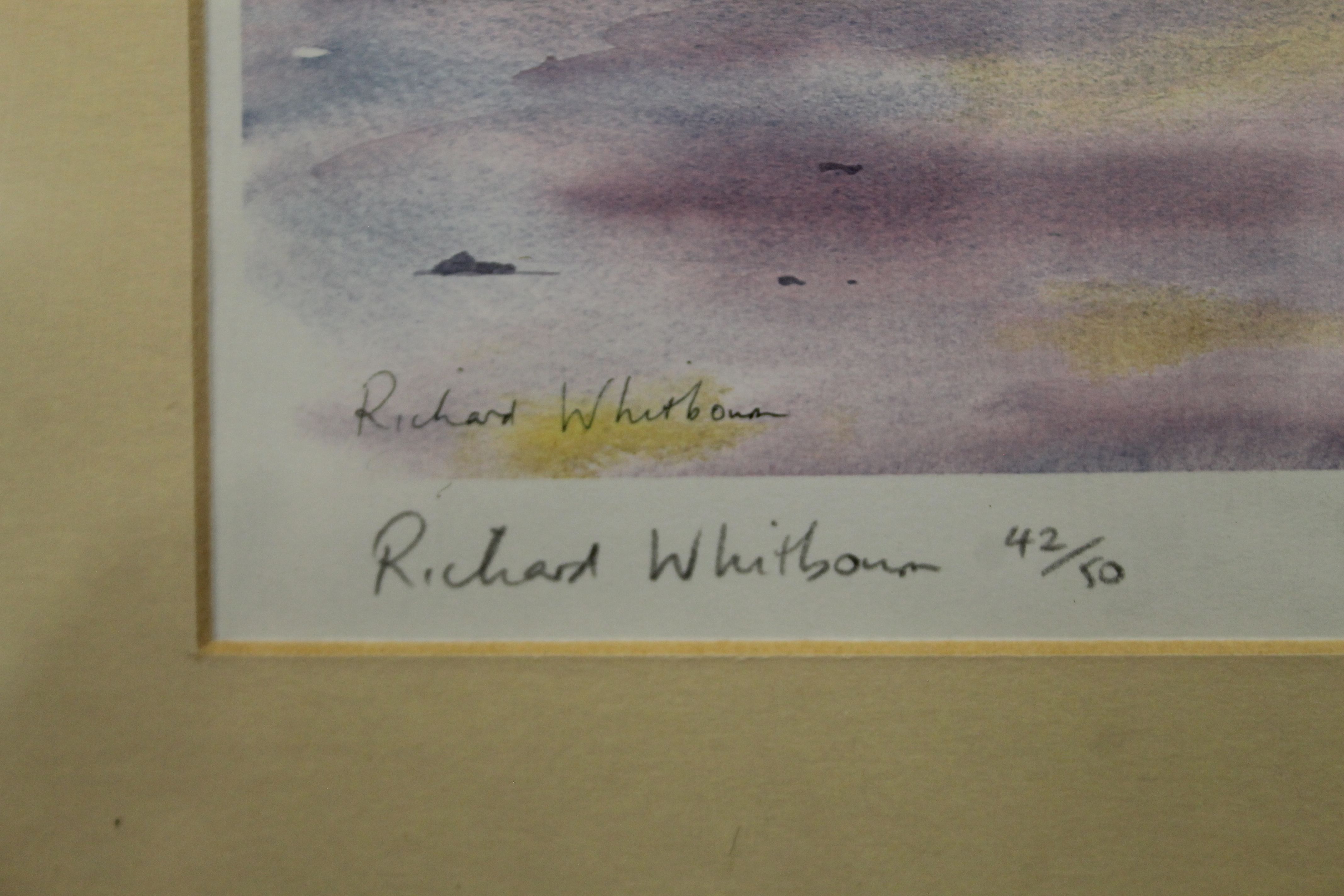 RICHARD WHITBOURN, Cornish Beach, limited edition print, numbered 42/50, framed and glazed. - Image 3 of 3