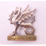 A silver Wessex Yeomanry brooch. 3 cm high.