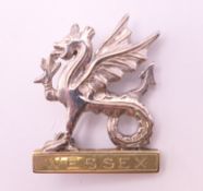 A silver Wessex Yeomanry brooch. 3 cm high.