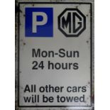 A MG tin parking sign. 50 x 70 cm.