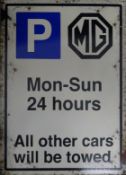 A MG tin parking sign. 50 x 70 cm.