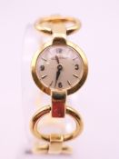 An 18 ct gold Jaeger-LeCoultre ladies wristwatch, inscribed to reverse MMB Argaty Doune.