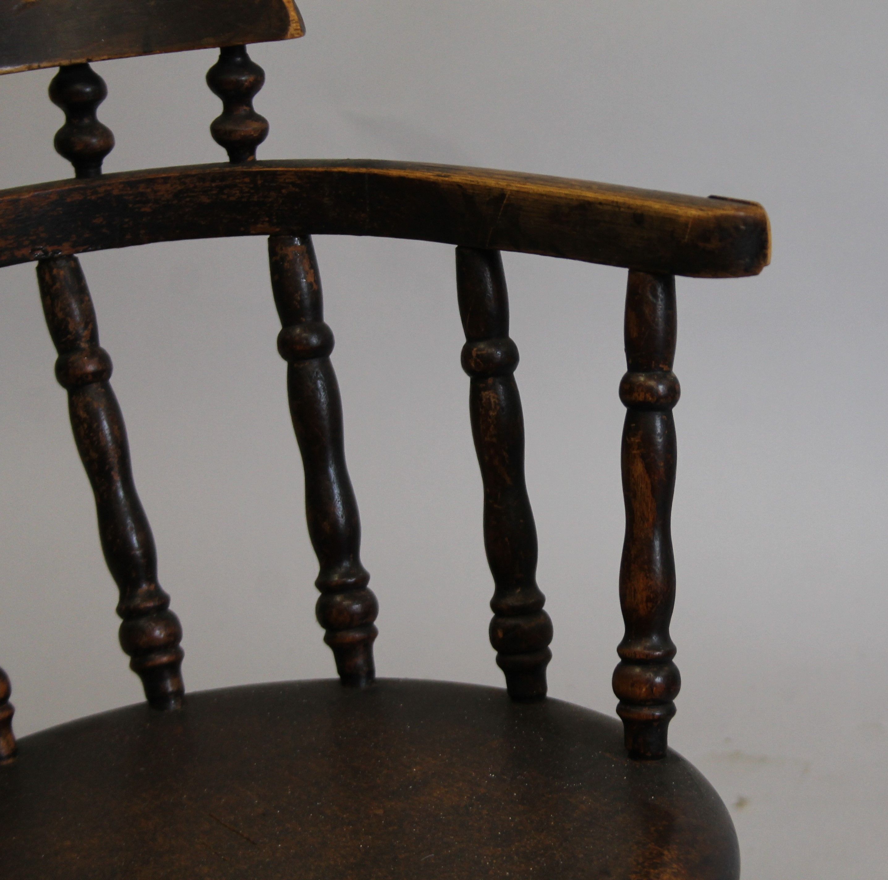 A Victorian child's smokers bow armchair. 36.5 cm wide. - Image 4 of 6