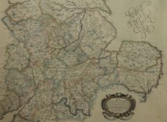 A Shires map, framed and glazed. 57.5 x 47.5 cm overall.