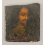 An antique oil on panel portrait of Charles I,