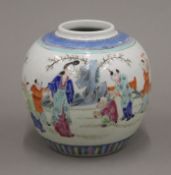 A 19th century Chinese famille rose ginger jar, hand painted with children,