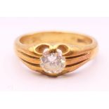 An 18 ct gold diamond solitaire ring. The diamond spreading between .5 and 0.75 carat. Ring size Q.