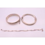 Three silver bracelets. 60.6 grammes.