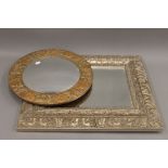 Two framed mirrors. The largest 63 x 51 cm.