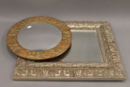Two framed mirrors. The largest 63 x 51 cm.