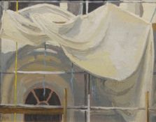 PAUL HOWDEN, British, Drape, oil on board, initialled and framed,