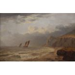 THOMAS LUCOP (1834-1911), Coastal Shipping, oil on board, framed. 45.5 x 30 cm.