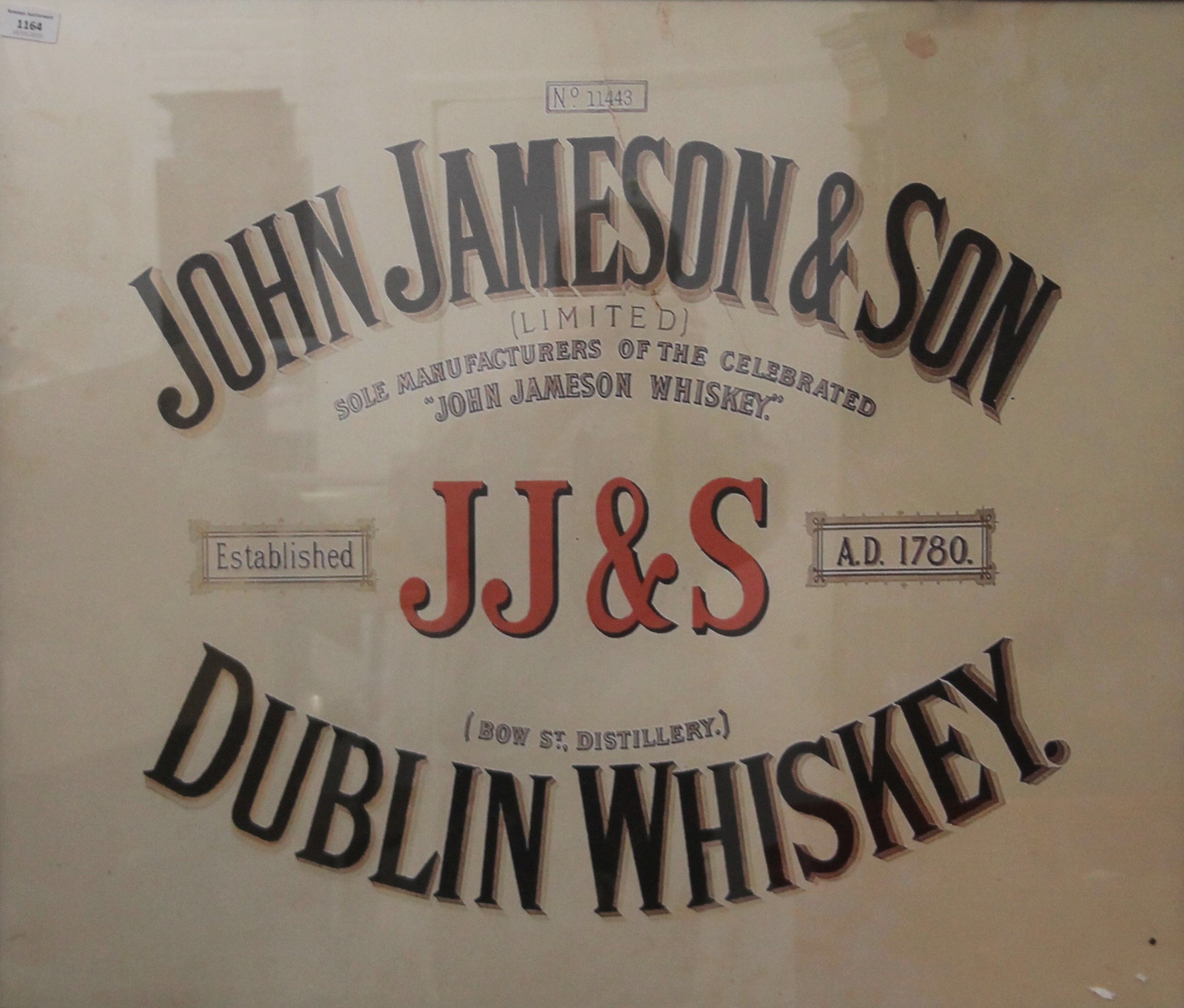 A John Jameson and Son advertising print, framed and glazed. 93 x 81.5 cm.