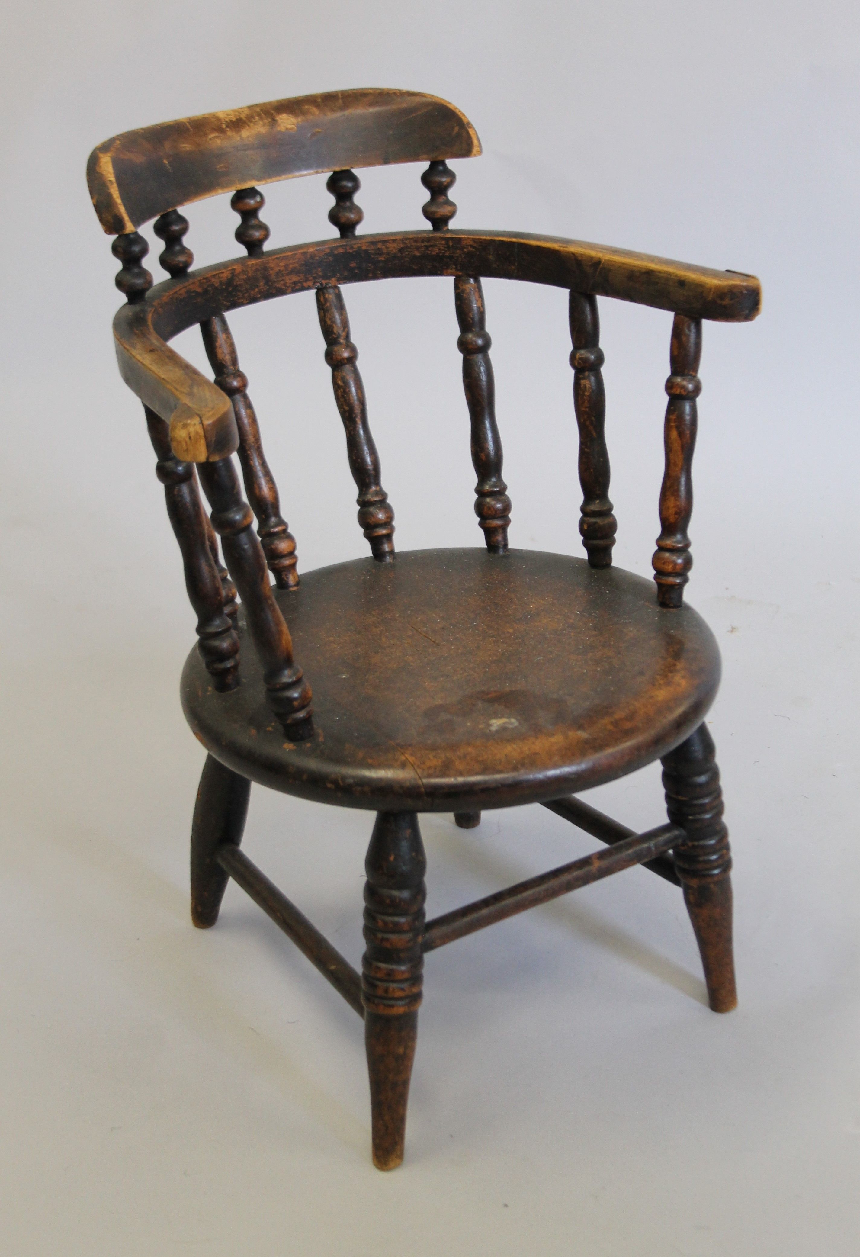 A Victorian child's smokers bow armchair. 36.5 cm wide. - Image 3 of 6