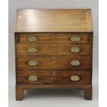 A 19th century mahogany bureau. 91 cm wide.