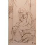 FREDERICK GOODALL RA (1822-1904) British, The Holy Mother, Ink and pencil, signed with monogram,