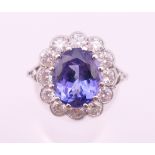 An 18 ct white gold ring with central tanzanite of 2.