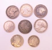 A quantity of Victorian and earlier silver coins.