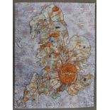 GRAYSON PERRY (born 1960) British (AR), Grayson's Art Club Tea Towel, Map, cotton. 44 x 58 cm.