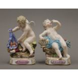 A pair of Meissen porcelain models of cherubs. 12 cm high.