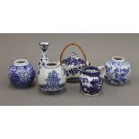 A small quantity of blue and white porcelain.