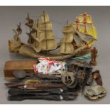 A quantity of miscellaneous items, including horn boats, etc.