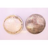 Two 833 silver compacts, each depicting Jerusalem. Each 6 cm diameter.