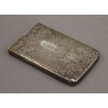 A silver card case. 5.5 cm wide. 63.4 grammes.
