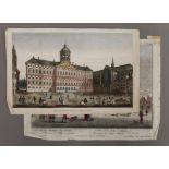 Two 19th century coloured prints of Amsterdam and Gouda. Approximately 45 x 35 cm.