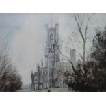 GEOFF JOHNYS (East Anglian Contemporary Artist), Ely Cathedral, print, framed and glazed.