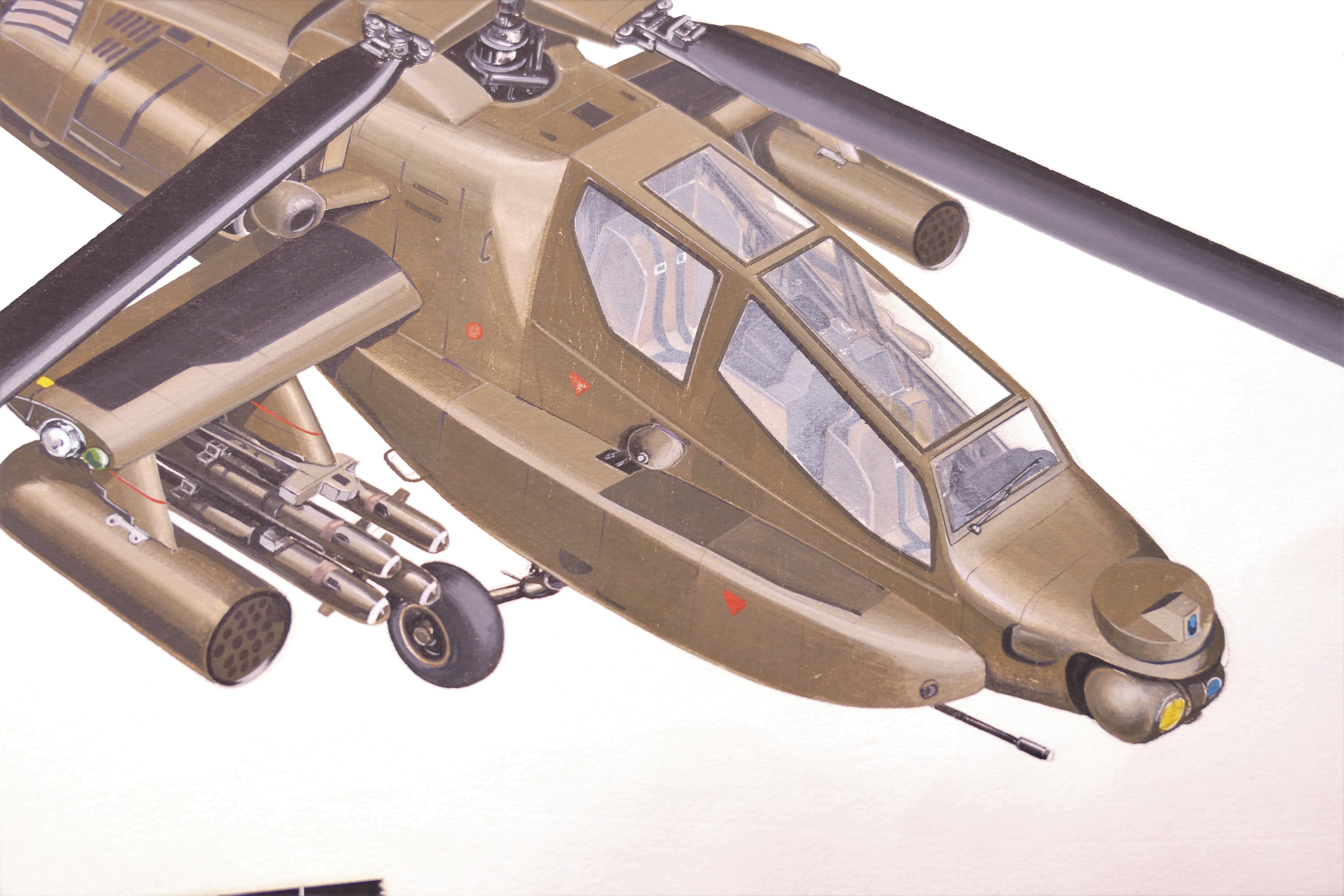 JOHN BATCHELOR MBE (born 1936) British (AR), Apache; Huey; and Bell 47, gouache, all signed, - Image 5 of 13