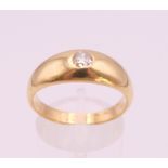 An antique 18 ct gold diamond solitaire ring, hallmarked Chester 1910. Ring size S. 6.