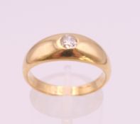 An antique 18 ct gold diamond solitaire ring, hallmarked Chester 1910. Ring size S. 6.