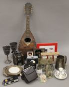 A quantity of miscellaneous items, including an Italian mandolin.