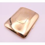 A 9 ct gold cigarette case. 8.5 x 6.5 cm. 70 grammes.