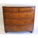 A 19th century mahogany bow front chest of drawers. 124.5 cm wide.