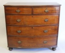 A 19th century mahogany bow front chest of drawers. 124.5 cm wide.