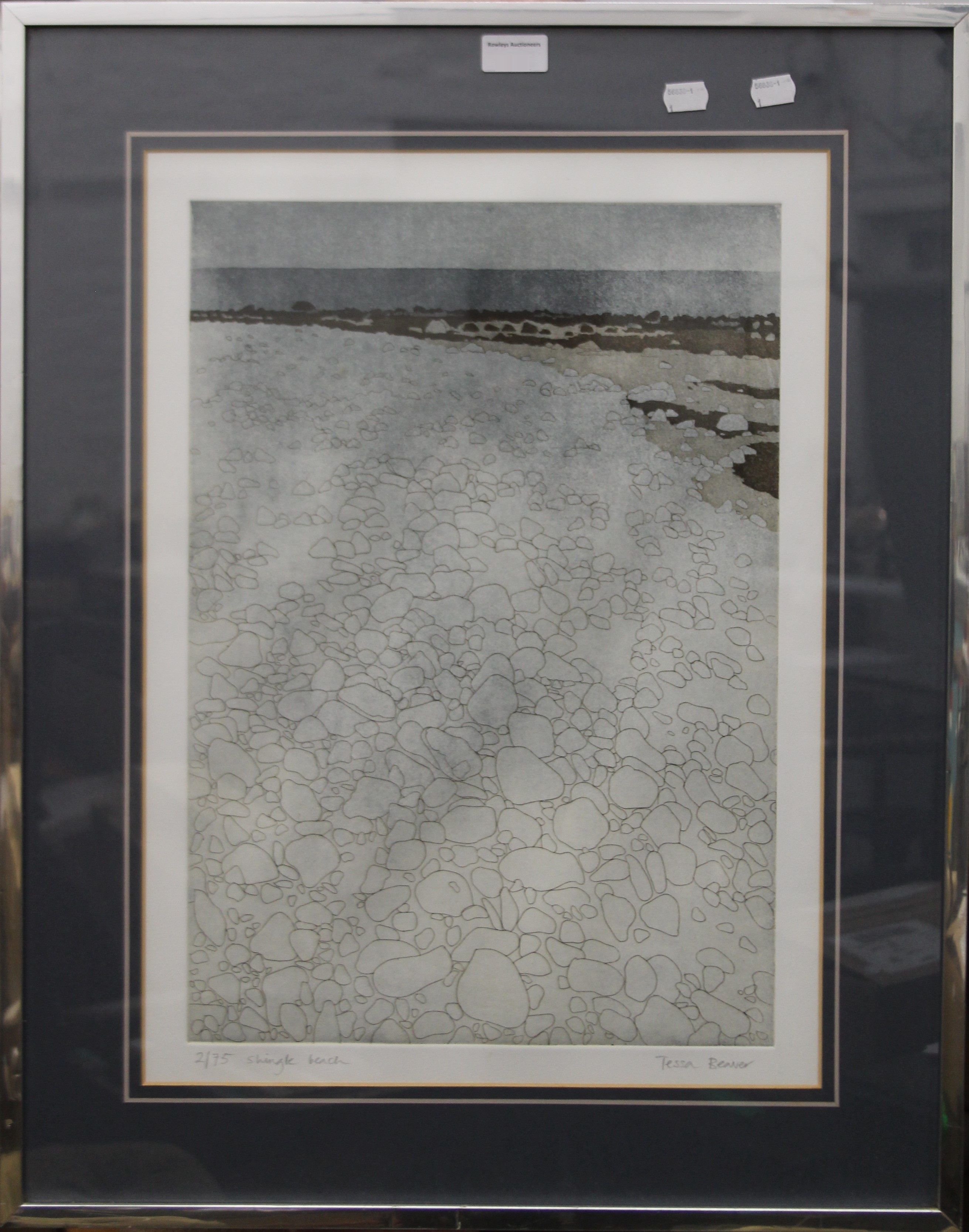 TESSA BEAVER, Shingle Beach, limited edition print, numbered 2/75, signed in pencil to the margin, - Image 2 of 3