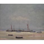 MICHAEL GEIGER, Pin Mill, Suffolk, oil on board, signed, framed. 29 x 24 cm.