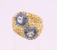 A Contemporary 14 ct gold topaz ring. Ring size P.