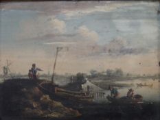 DUTCH SCHOOL (19th century), Riverscene, oil on panel; together with a 19th century oil on canvas,